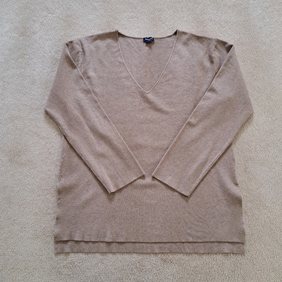 Splendid Sweater V-Neck Camel Tan Neutral Colour Women's Small Tunic Knit Top - Picture 12 of 16